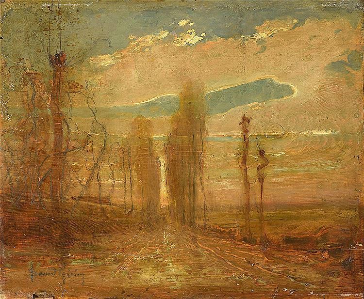 After the Storm, Road to Montbrison, vintage artwork by David Eugene Girin, 12x8" (A4) Poster