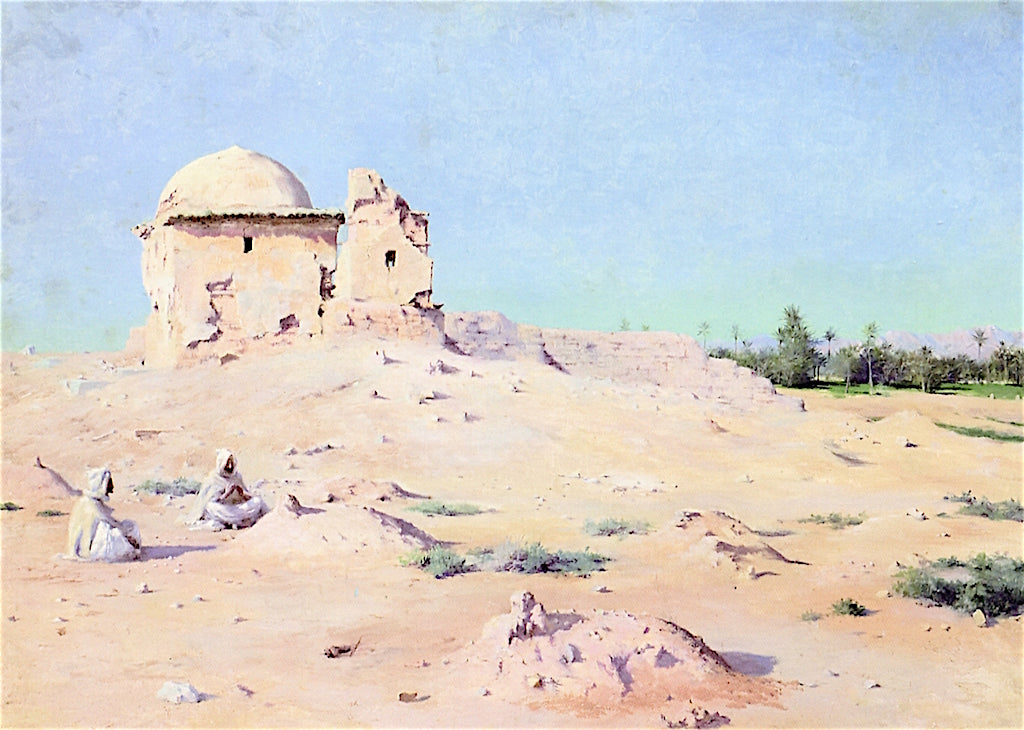 Ruin in a Desert Landscape, vintage artwork by Charles James Theriat, 12x8" (A4) Poster