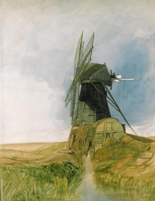 The Draining Mill, vintage artwork by John Sell Cotman, 12x8" (A4) Poster