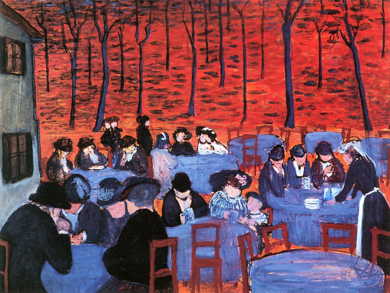 Beer Garden, vintage artwork by Marianne von Werefkin, 12x8" (A4) Poster