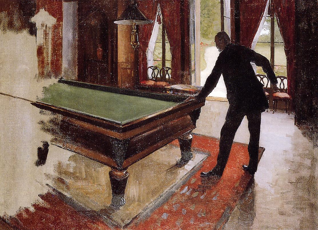 Billiards (unfinished), vintage artwork by Gustave Caillebotte, 12x8" (A4) Poster