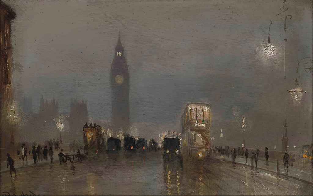 Big Ben over Westminster Bridge by George Hyde Pownall,16x12(A3) Poster