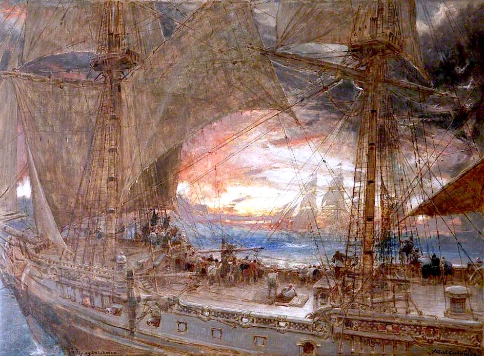 The Phantom Ship, vintage artwork by Albert Goodwin, 12x8" (A4) Poster