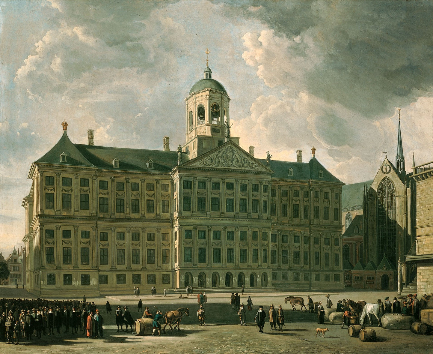 The Town Hall on the Dam, Amsterdam, vintage artwork by Gerrit Adriaensz.Berckheyde, 12x8" (A4) Poster