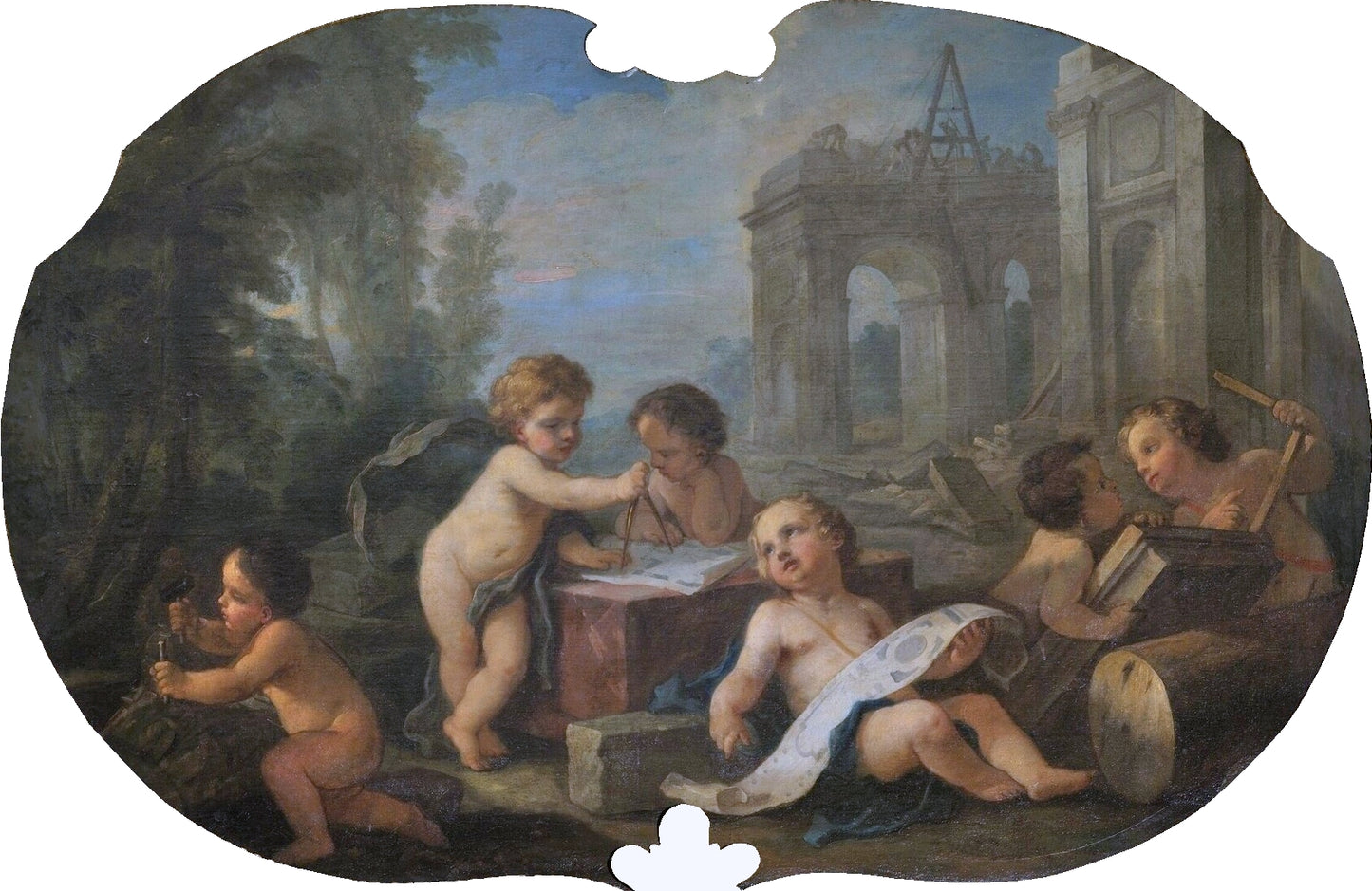 Allegory of the Arts - Architecture, vintage artwork by Charles-Joseph Natoire, 12x8" (A4) Poster