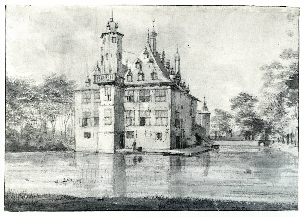 Huis te Voorn in De Meern, vintage artwork by Roelant Roghman, 12x8" (A4) Poster