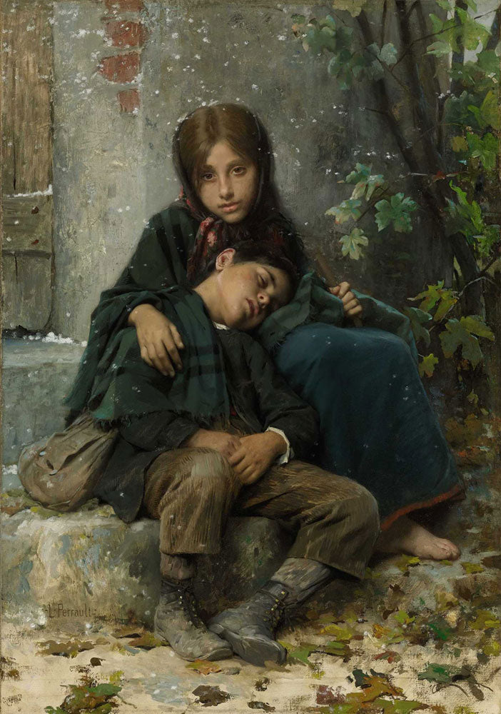 Out in the Cold, vintage artwork by Leon-Jean-Basile Perrault, 12x8" (A4) Poster