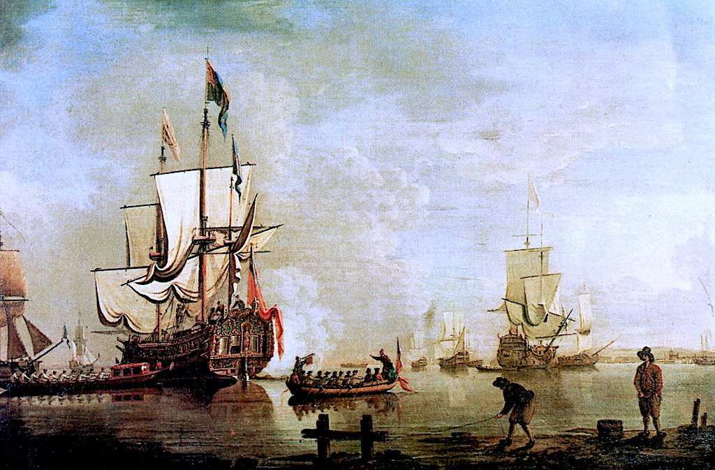The 'Royal Caroline' in a Calm Estuary by Thomas Mellish,16x12(A3) Poster