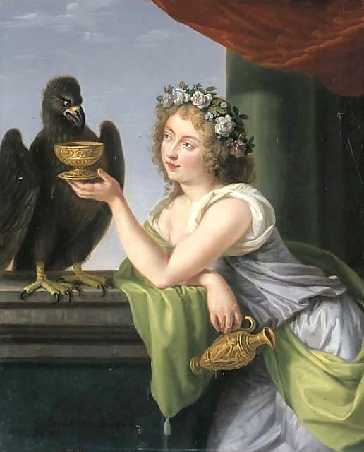Portrait of a Lady as Hebe, vintage artwork by Ludwig Guttenbrunn, 12x8" (A4) Poster