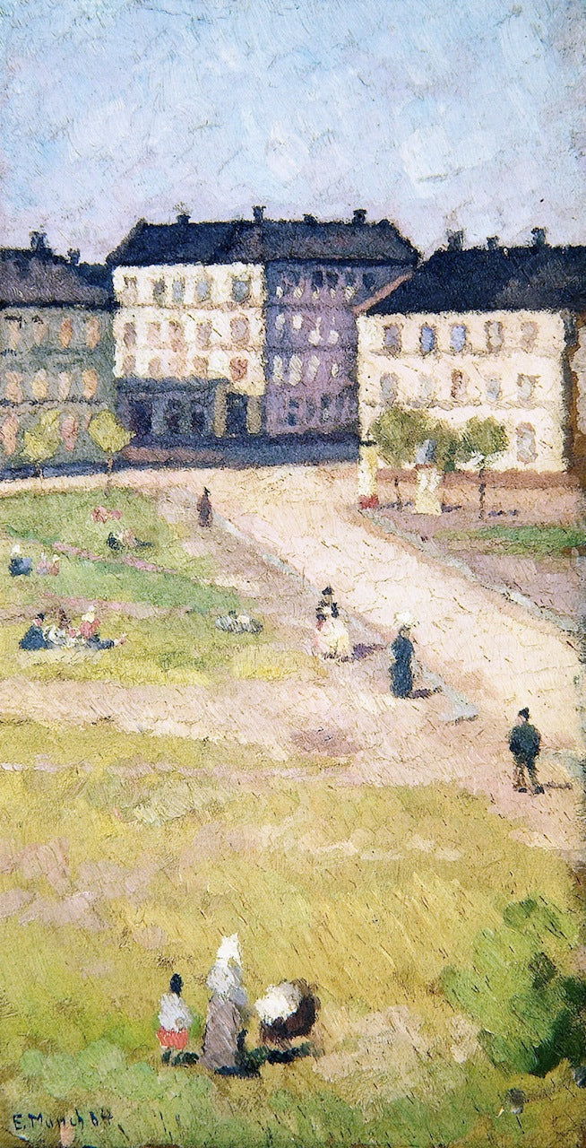 Afternoon at Olaf Rye's Square, vintage artwork by Edvard Munch, 12x8" (A4) Poster
