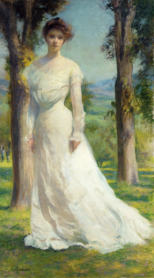 Margaret Under the Elms, vintage artwork by Edmund Tarbell, 12x8" (A4) Poster