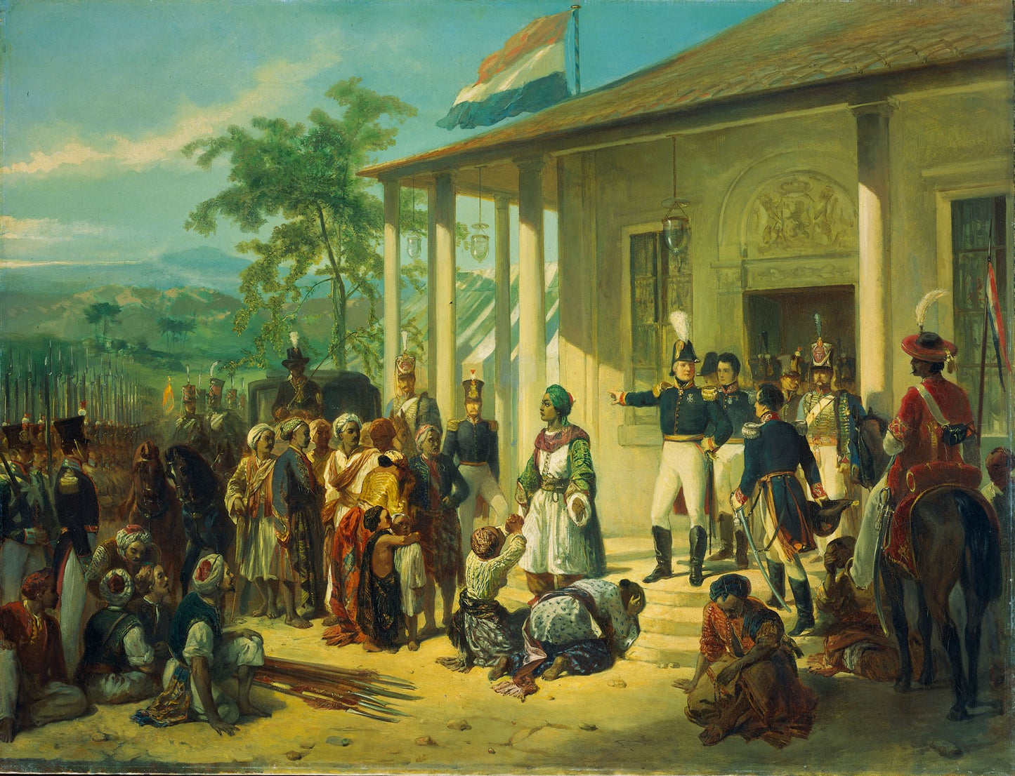 The Arrest of Diepo Negoro by Lieutenant-General Baron De Kock, vintage artwork by Nicolaas Pieneman, A3 (16x12") Poster Print