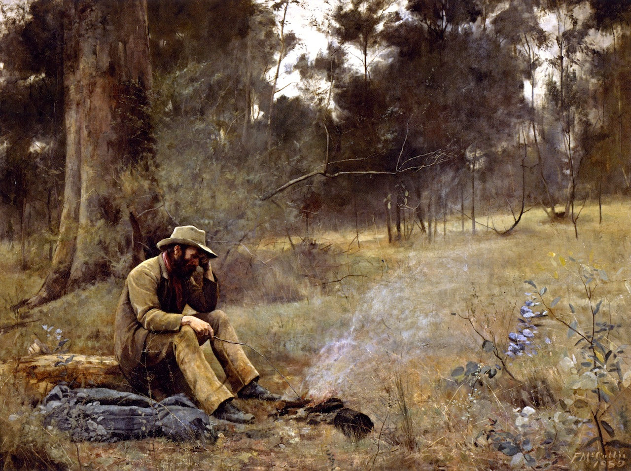Down on His Luck, vintage artwork by Frederick McCubbin, 12x8" (A4) Poster