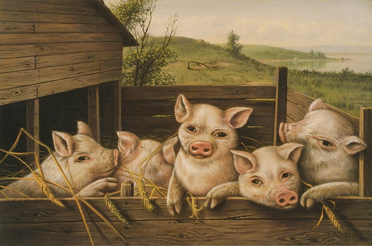 Pig Pen, vintage artwork by Levi Wells Prentice, 12x8" (A4) Poster