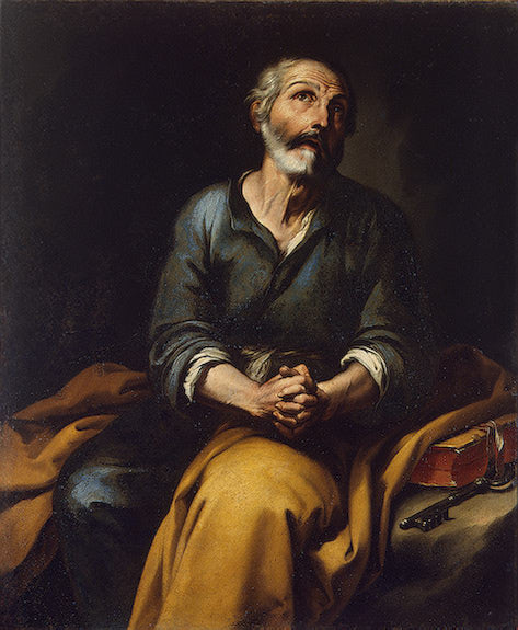 Repentence of Saint Peter, vintage artwork by Bartolome Esteban Murillo, 12x8" (A4) Poster