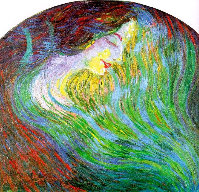 Study of a female face, vintage artwork by Umberto Boccioni, 12x8" (A4) Poster