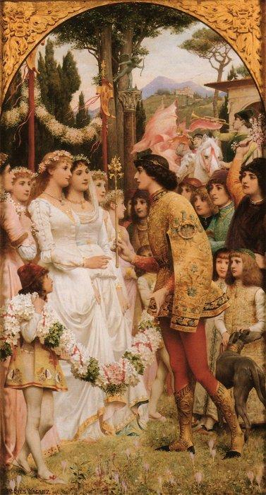 May Festival in Florence, vintage artwork by Jacques Clement Wagrez, 12x8" (A4) Poster