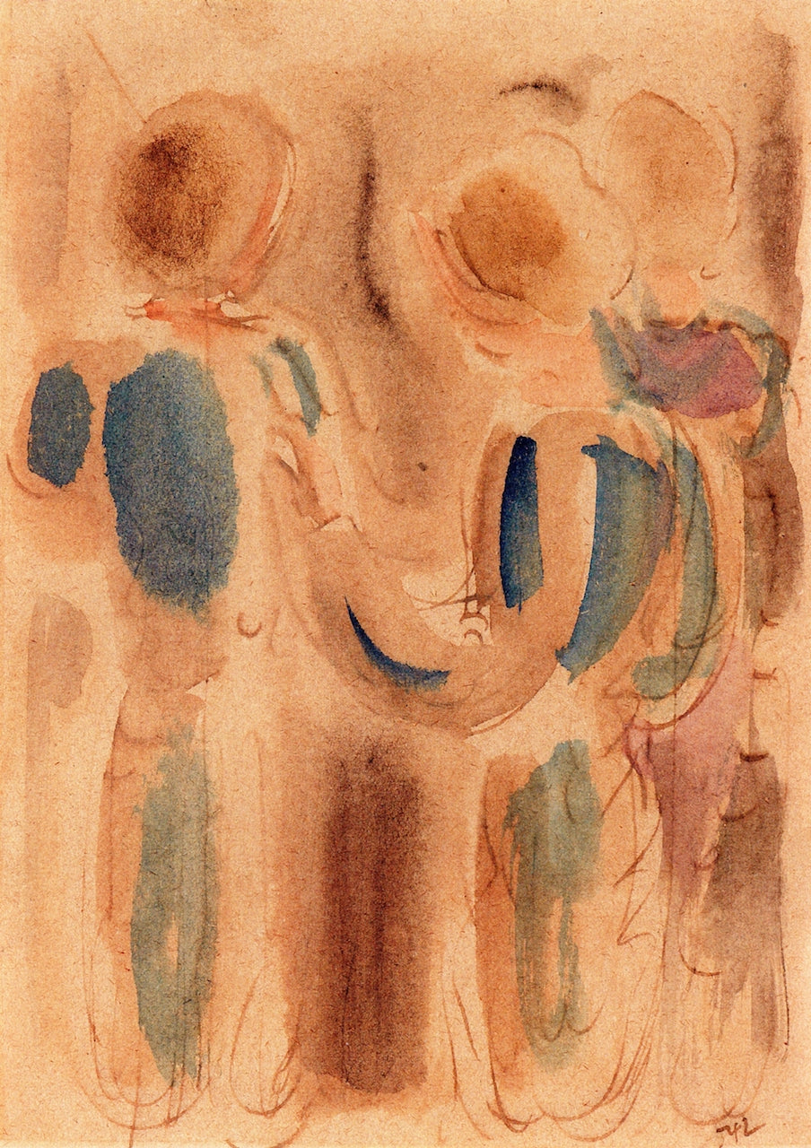 Three Standing Figures, vintage artwork by Oskar Schlemmer, 12x8" (A4) Poster