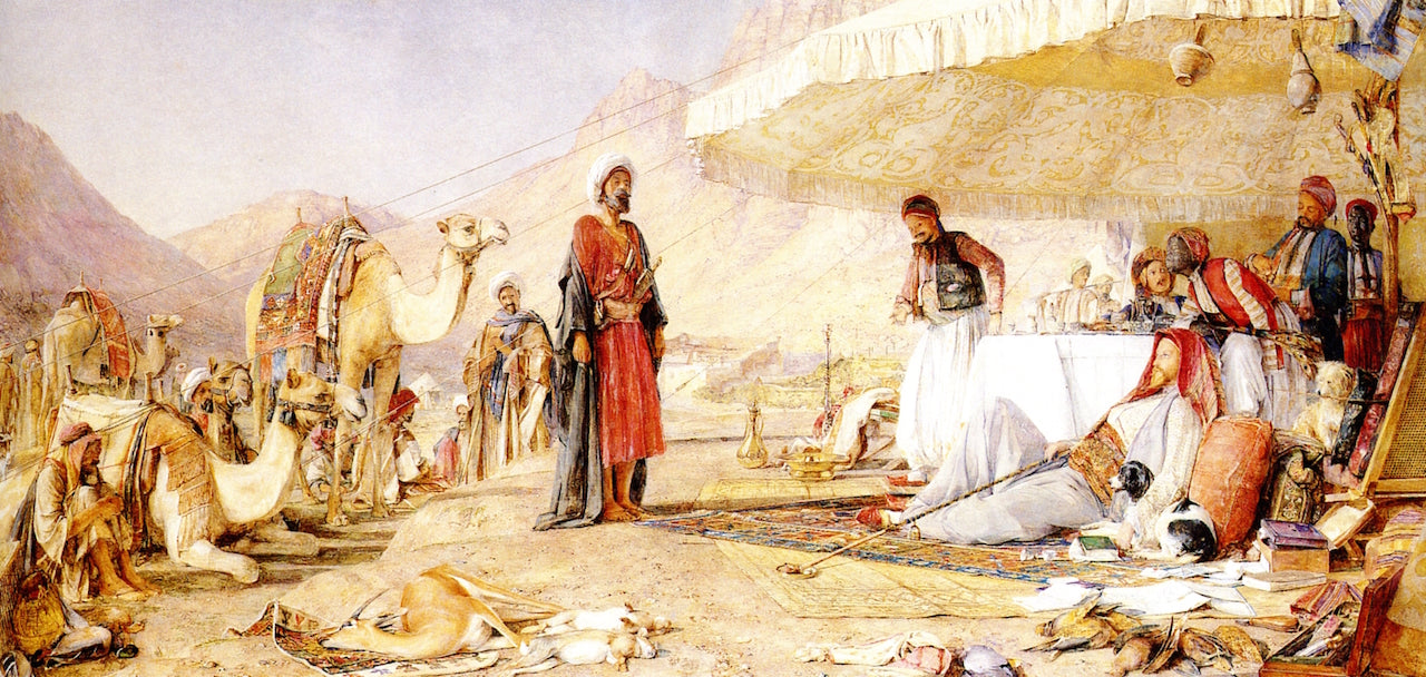 A Frank Encampment in the Desert of Mount Sinai, 1842,the Convent of Saint Catherine in the Distance, vintage artwork by John Frederick Lewis, RA, A3 (16x12") Poster Print