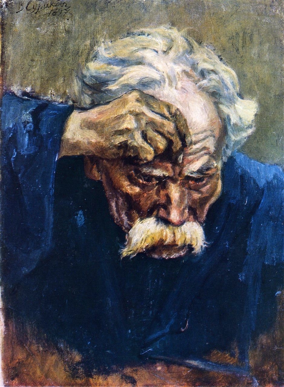 Head of an Old Soldier, vintage artwork by Vasili Ivanovich Surikov, 12x8" (A4) Poster