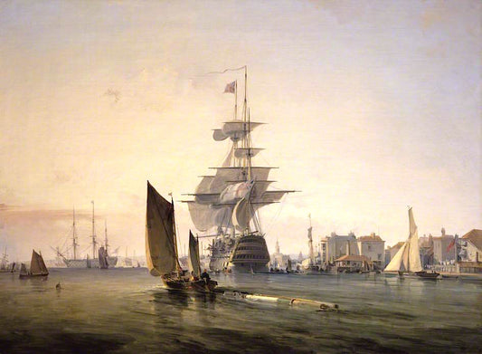 HMS 'Britannia' Entering Portsmouth, vintage artwork by George Paul Chambers, Sr., A3 (16x12") Poster Print