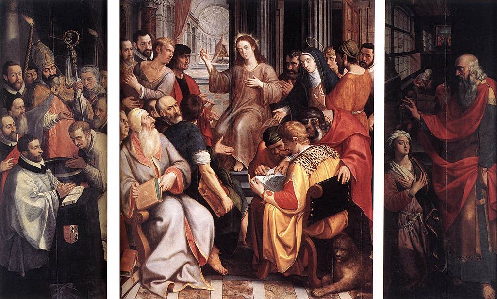 Jesus among the Doctors, vintage artwork by Frans Francken the Younger, 12x8" (A4) Poster