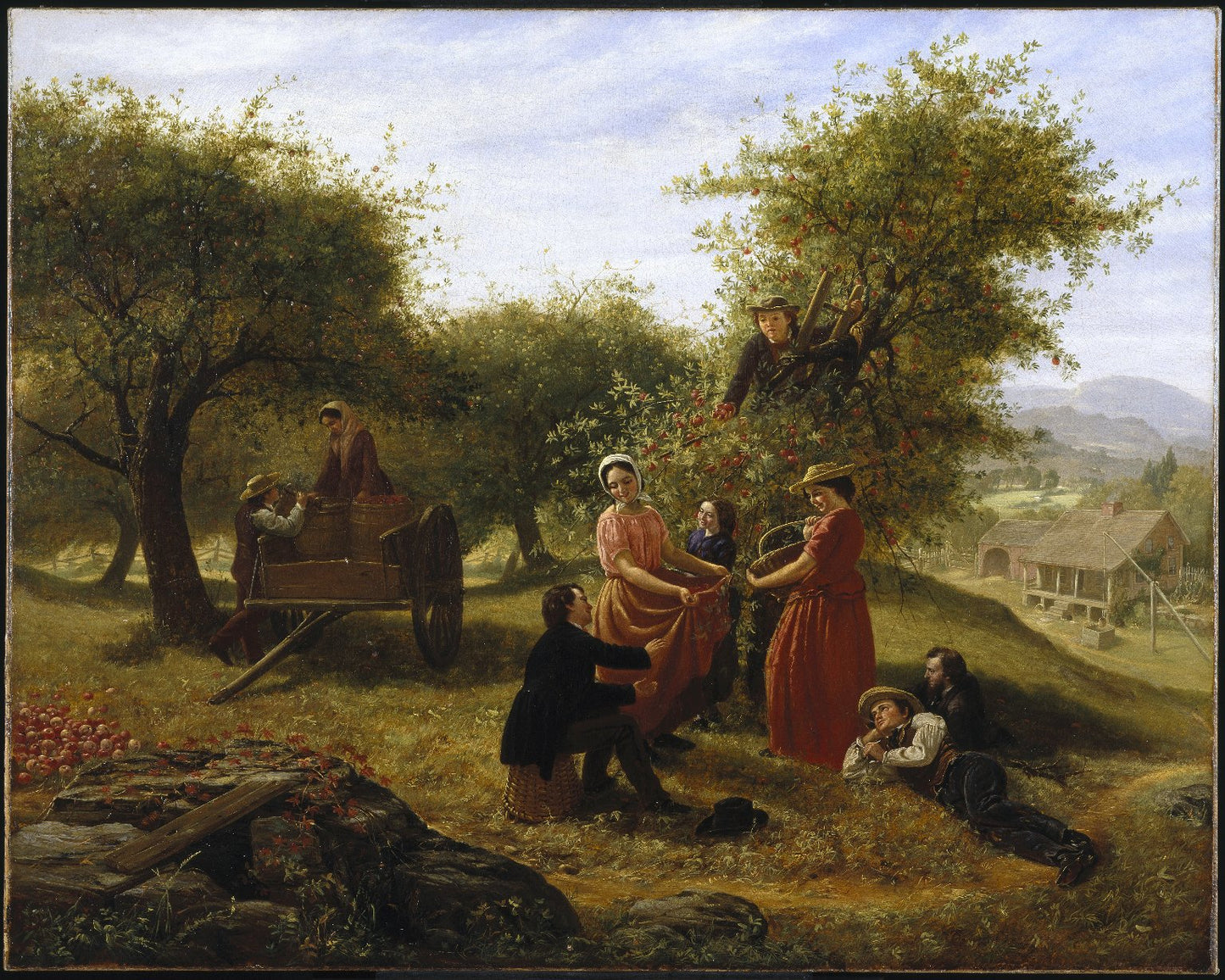 Apple Gathering, vintage artwork by Jerome Thompson, A3 (16x12") Poster Print