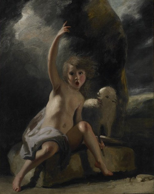 The Child Baptist in the Wilderness, vintage artwork by Sir Joshua Reynolds, 12x8" (A4) Poster