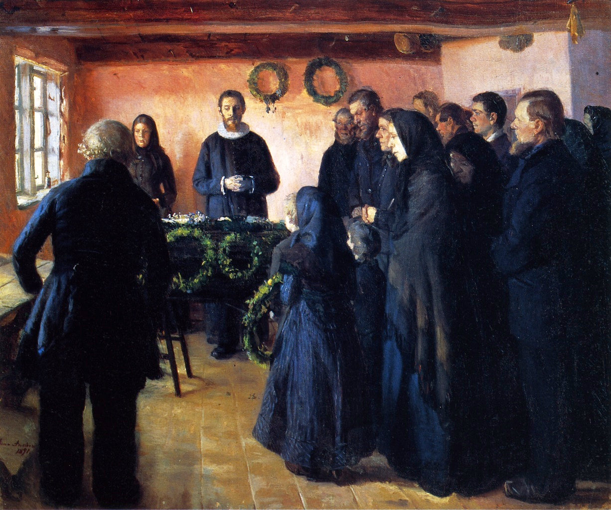A Funeral, vintage artwork by Anna Ancher, 12x8" (A4) Poster