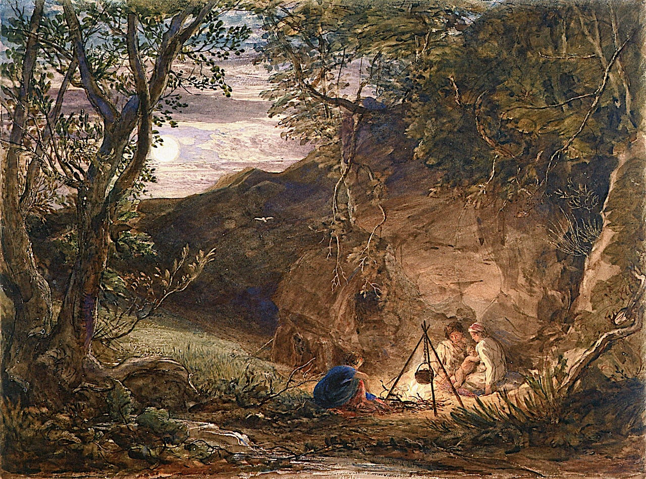 The Gypsy Encampment: Moonlight, vintage artwork by Samuel Palmer, A3 (16x12") Poster Print