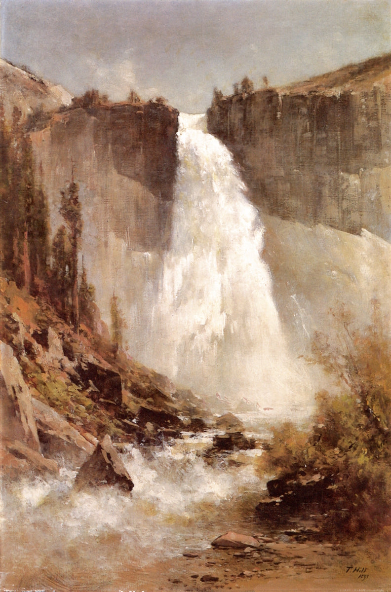 The Falls of Yosemite, vintage artwork by Thomas Hill, 12x8" (A4) Poster