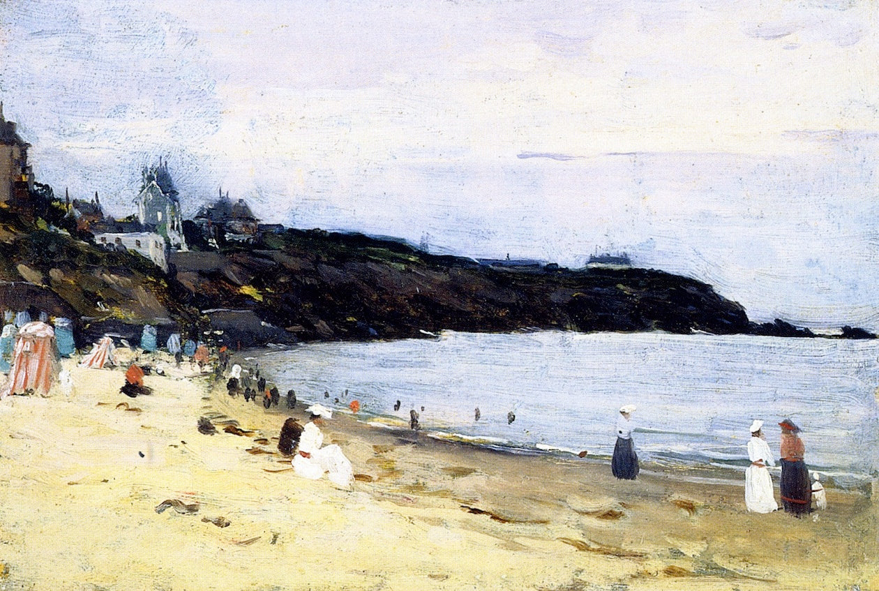 The Beach at Saint-Énogat, Brittany, vintage artwork by Clarence Gagnon, 12x8" (A4) Poster