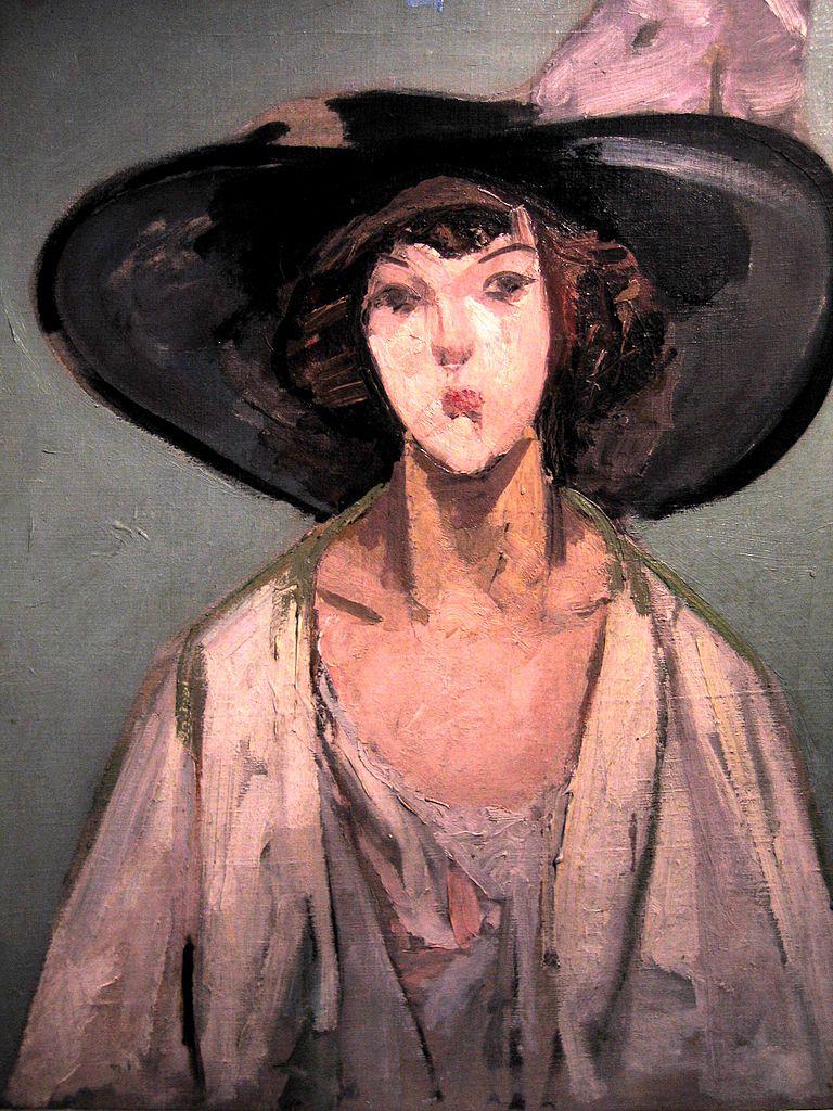 Femme au chapeau, vintage artwork by Jacqueline Marval, 12x8" (A4) Poster