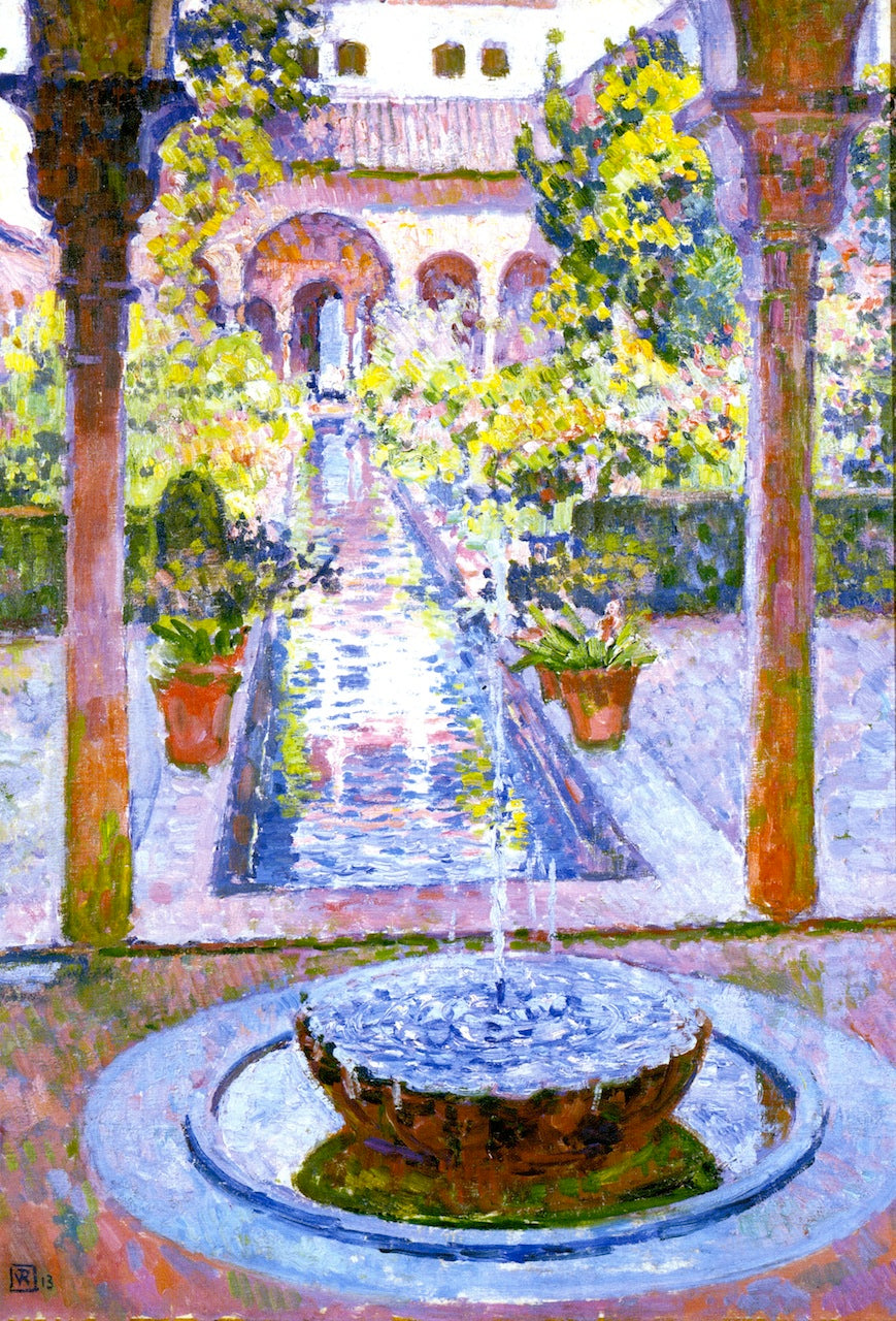 Fountain at the Generalife in Grenada, vintage artwork by Theo van Rysselberghe, 12x8" (A4) Poster