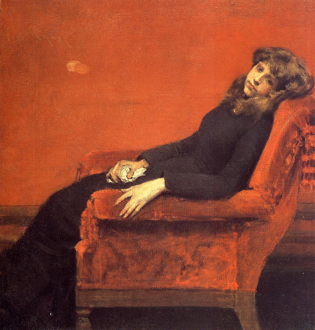 At Her Ease, vintage artwork by William Merritt Chase, 12x8" (A4) Poster