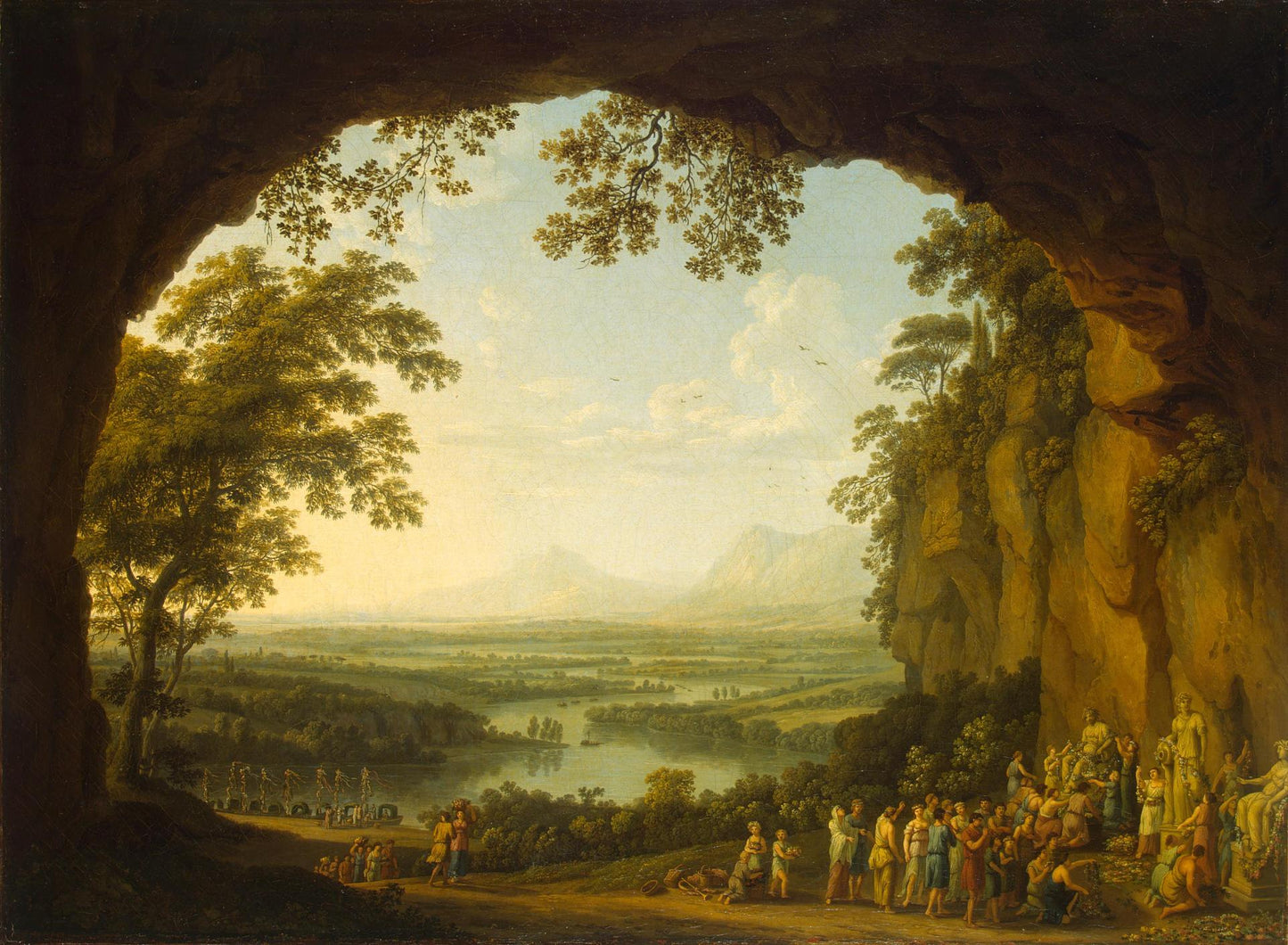 Landscape with an Ancient Festival, vintage artwork by Jakob Philipp Hackert, 12x8" (A4) Poster