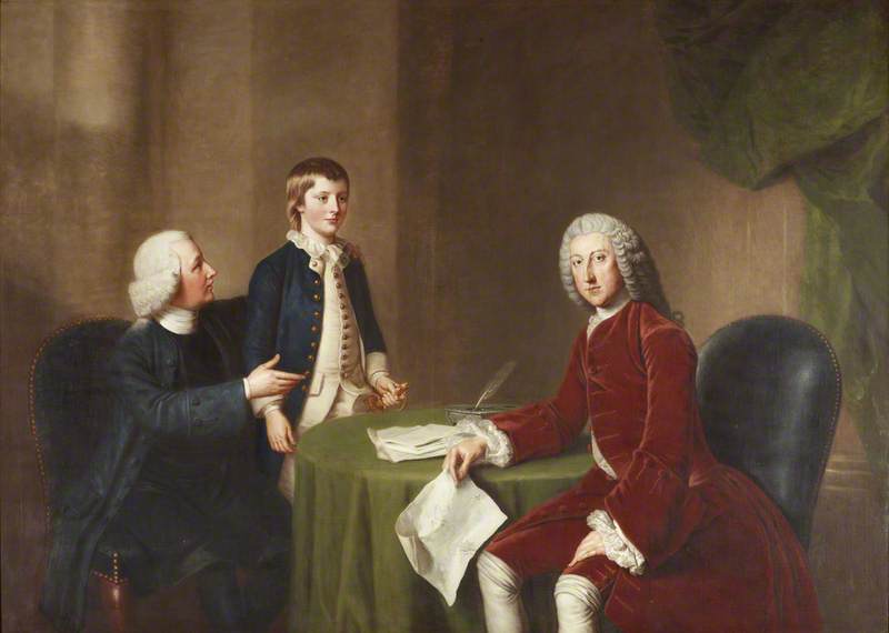 Lord John Augustus Hervey, Presented by His Father Frederick Augustus Hervey to William Pitt, vintage artwork by William Hoare, 12x8" (A4) Poster