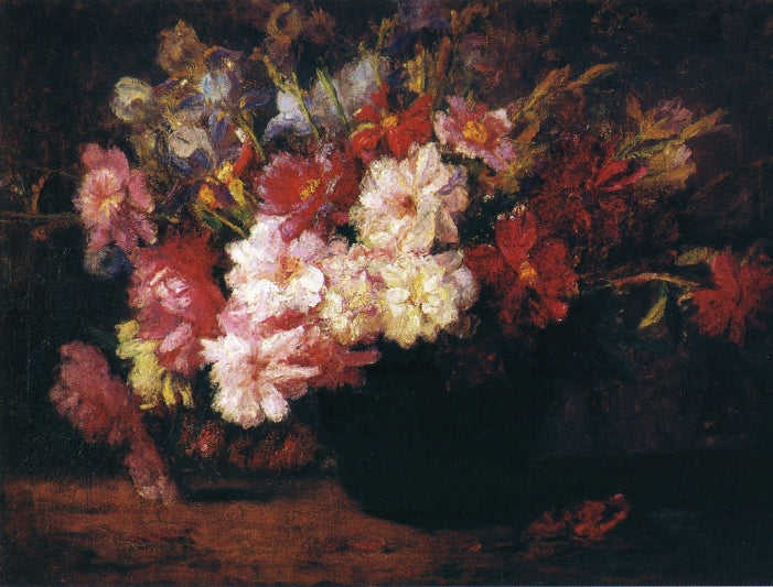 Peonies and Irises, vintage artwork by Theodore Clement Steele, 12x8" (A4) Poster