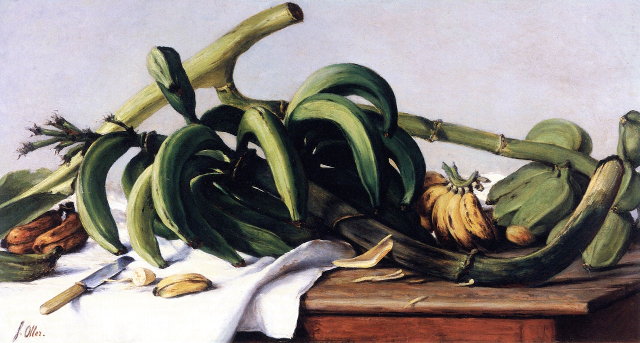 Still Life with Plantains, vintage artwork by Francisco Oller, 12x8" (A4) Poster