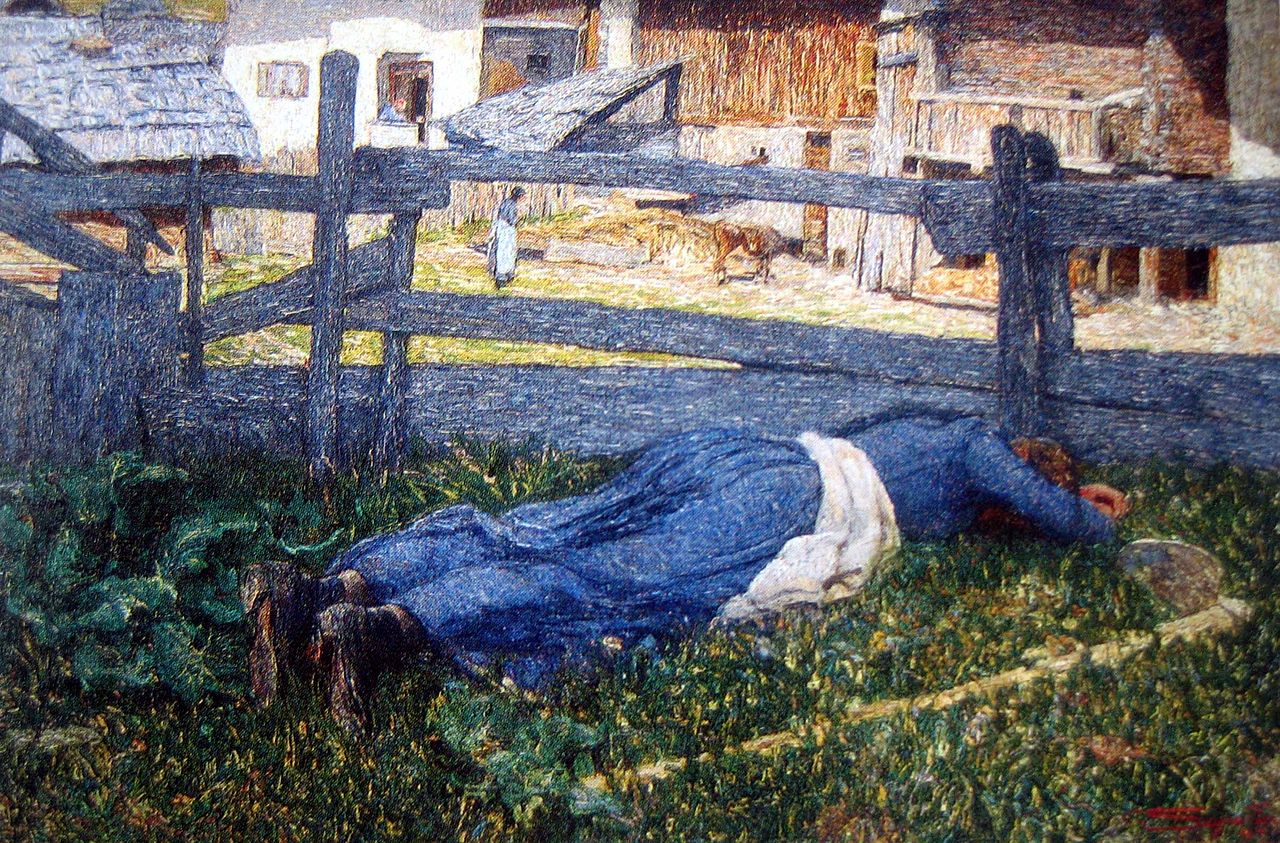 Riposo all’ombra, vintage artwork by Giovanni Segantini, 12x8" (A4) Poster