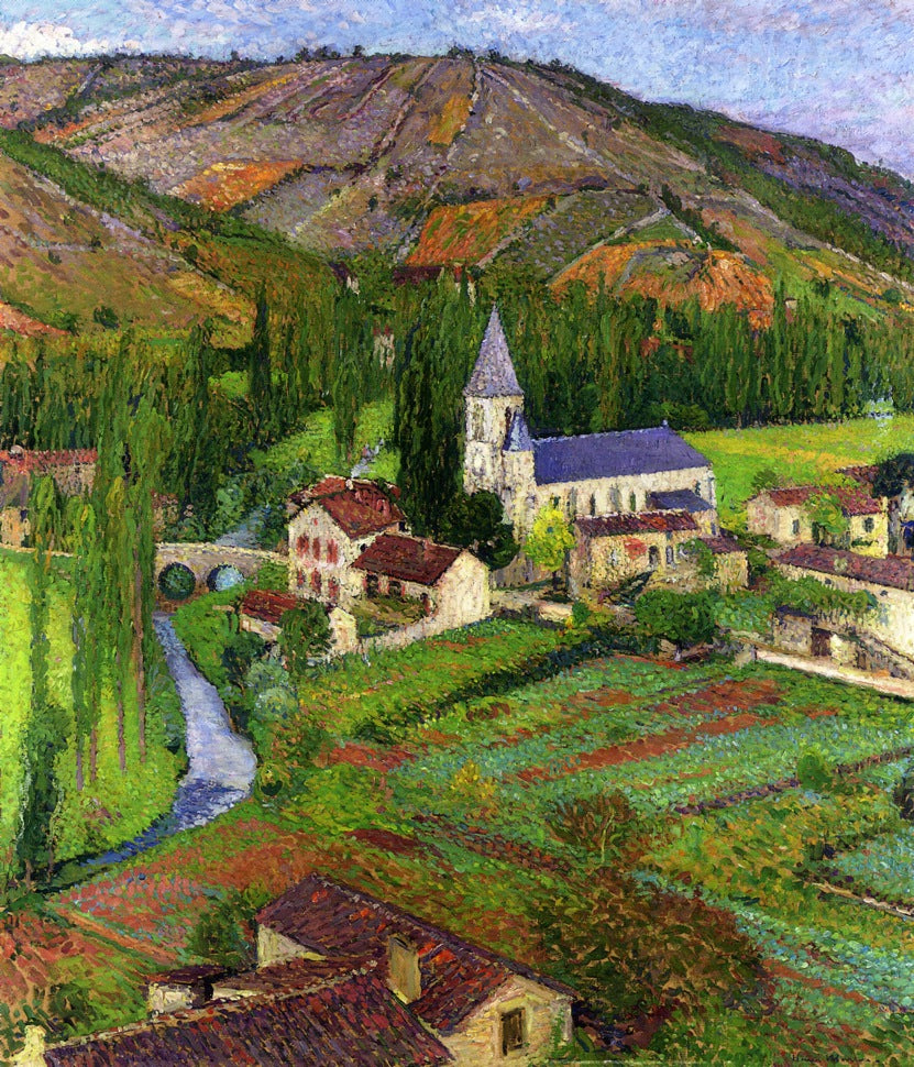 The Church at Labastide, vintage artwork by Henri Martin, 12x8" (A4) Poster