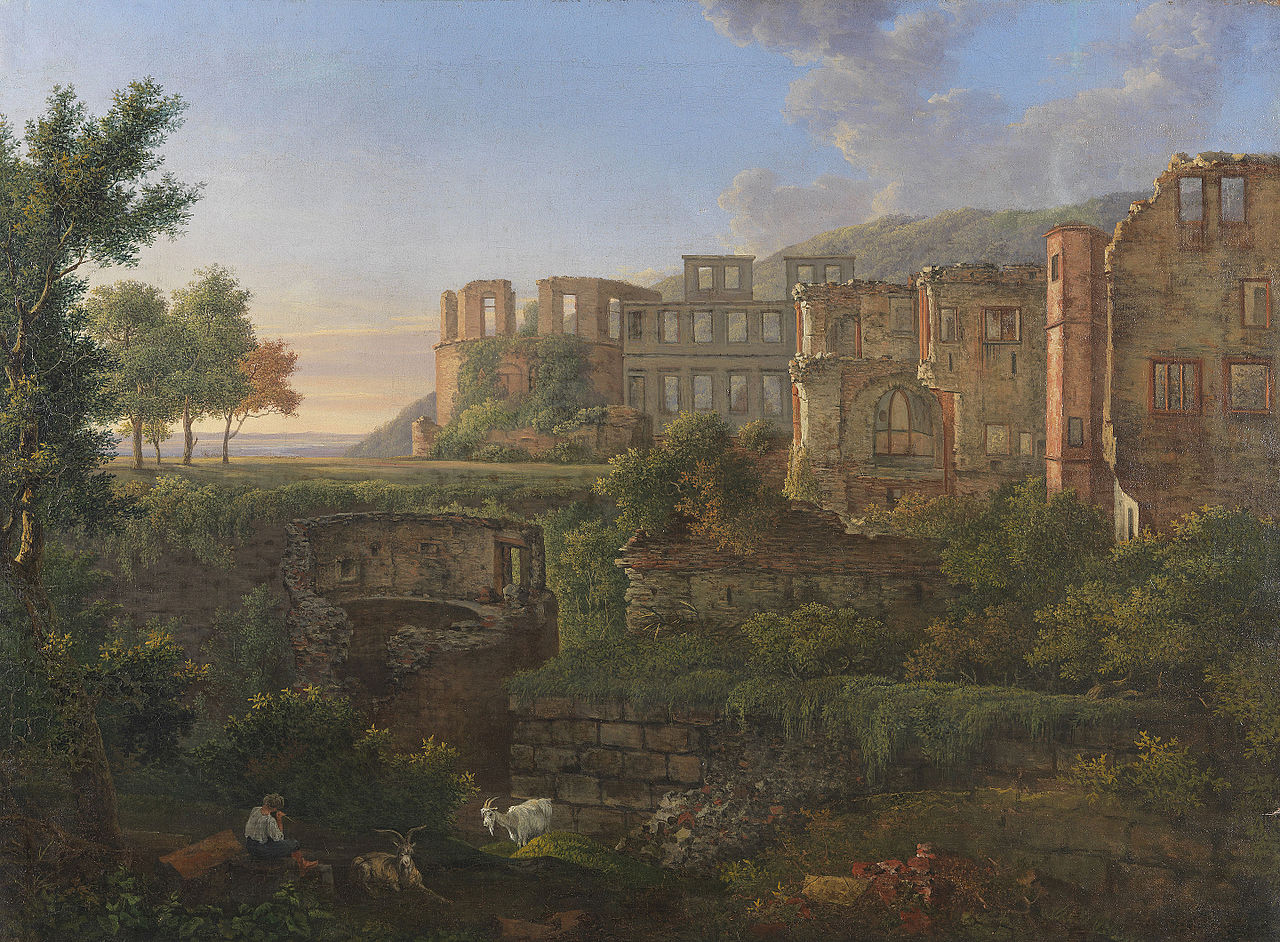 View of Heidelberg Castle, vintage artwork by Johann Martin von Rohden, 12x8" (A4) Poster