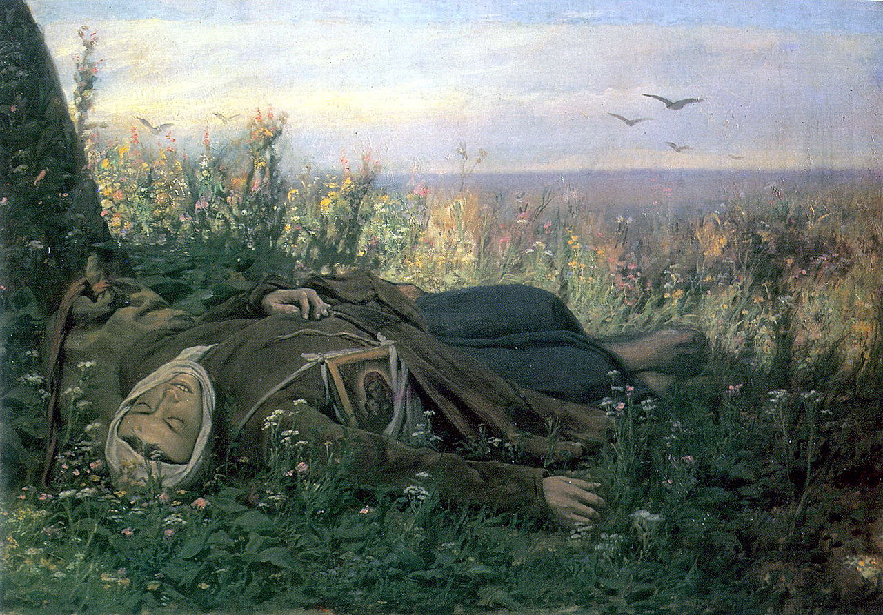 Pilgrim Resting, vintage artwork by Vasily Grigoryevich Perov, 12x8" (A4) Poster