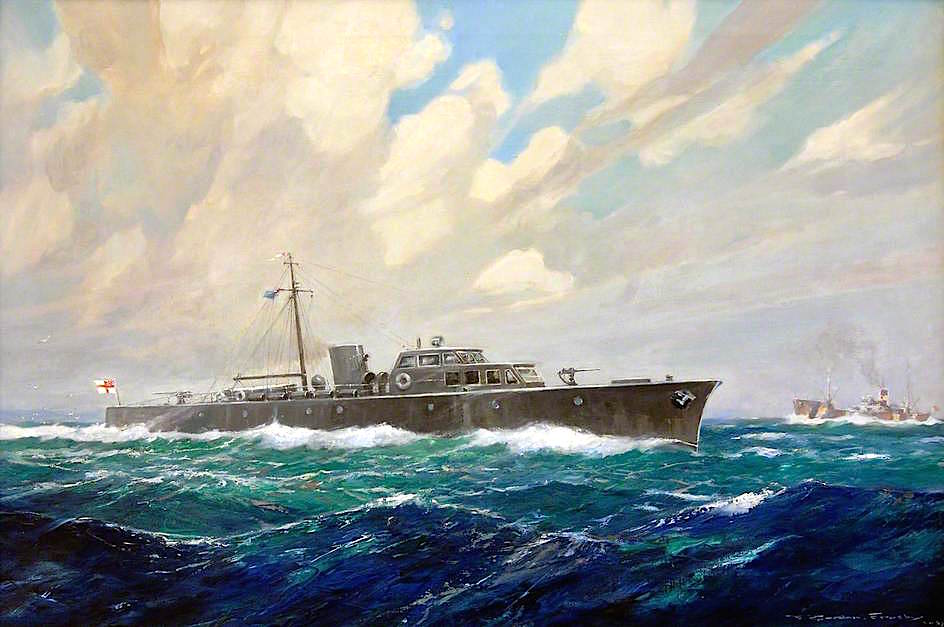 Naval Patrol Boat, vintage artwork by Frederick Gordon Crosby , 12x8" (A4) Poster
