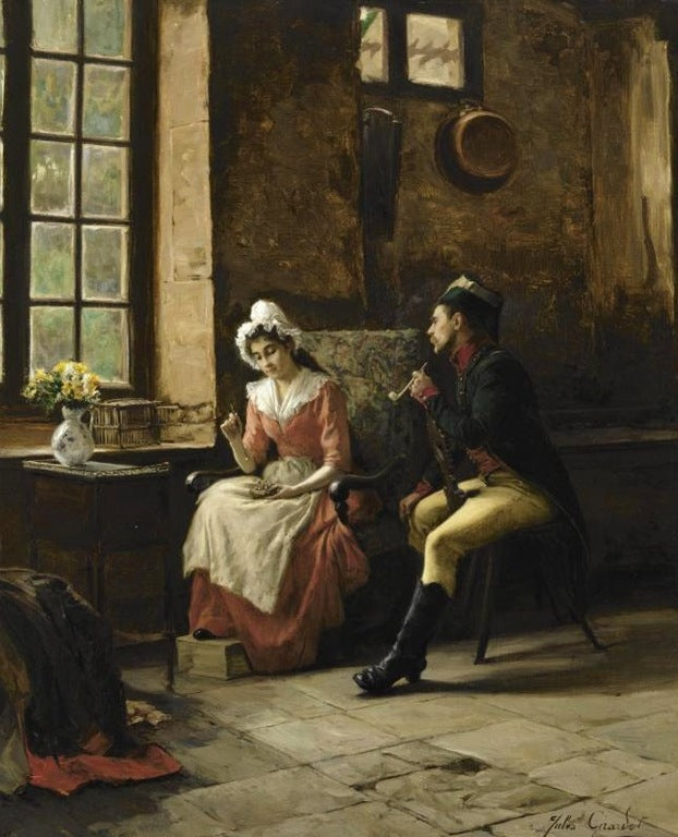 Feeding the Birds, vintage artwork by Jules Girardet, 12x8" (A4) Poster