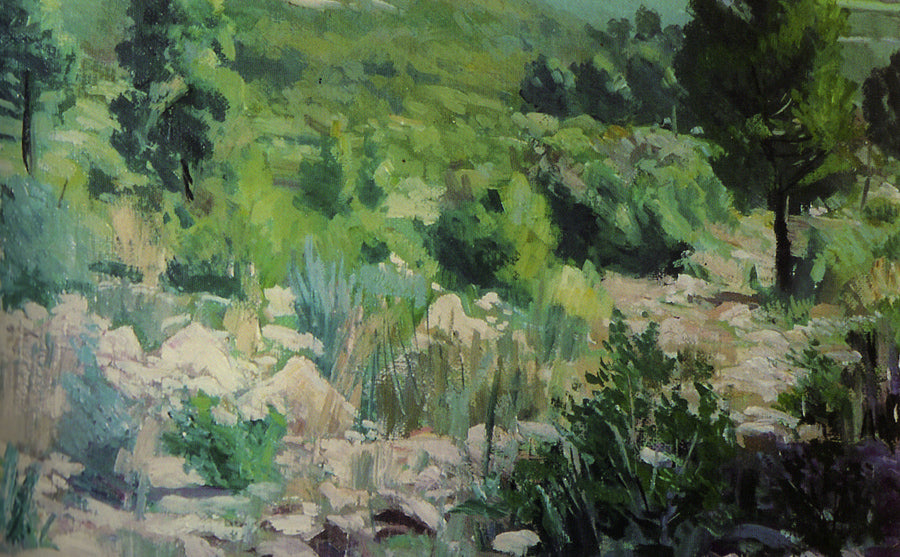 Paisaje Verde, vintage artwork by Fernando Cabrera Canto, 12x8" (A4) Poster