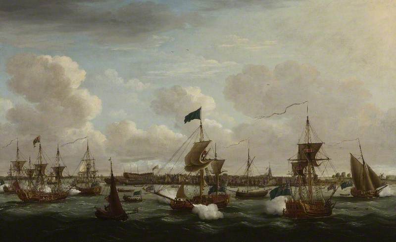 The Landing of 'Princess Charlotte' of Mecklengburg-Strelitz at Harwich, vintage artwork by John Cleveley the Elder, 12x8" (A4) Poster