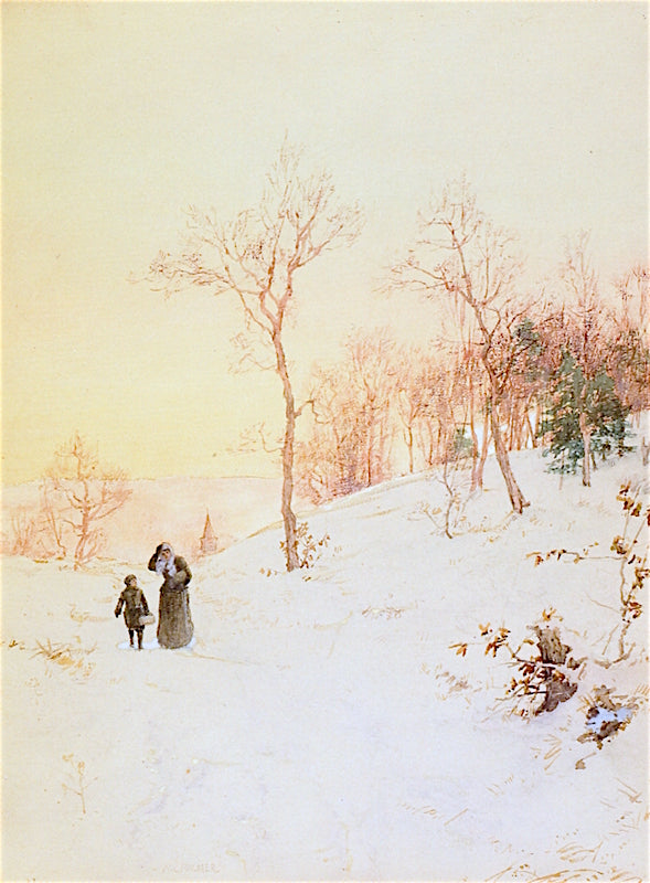 Back from Church in Winter, vintage artwork by Walter Launt Palmer, 12x8" (A4) Poster
