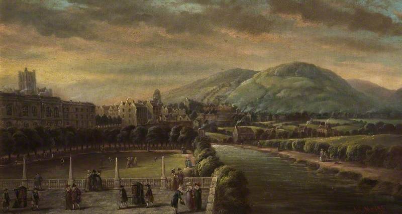 Lower Assembly Rooms from North Parade, Bath, vintage artwork by John Charles Maggs, A3 (16x12") Poster Print