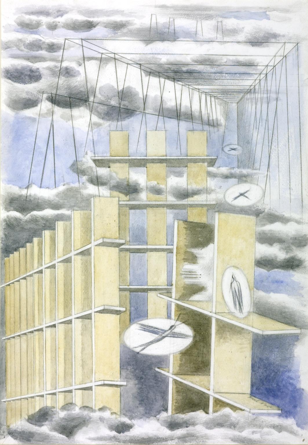 Mansions of the Dead, vintage artwork by Paul Nash, 12x8" (A4) Poster